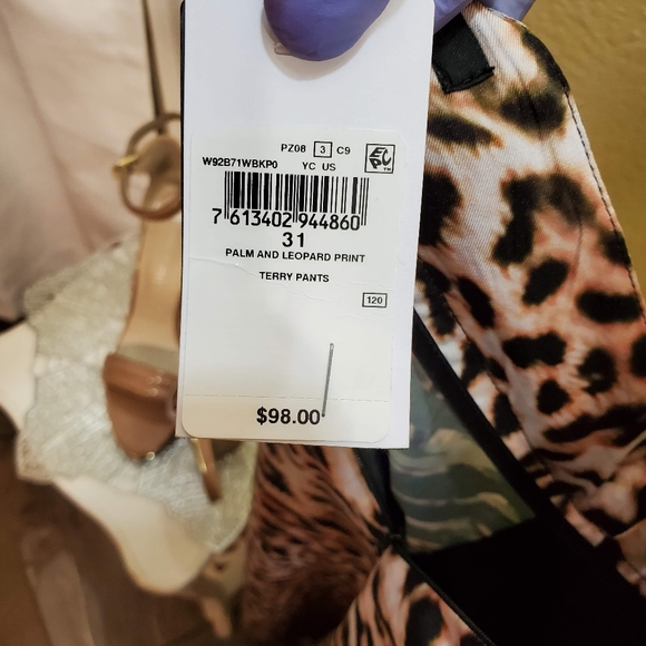 Guess Palm & Leopard Print Terry Pants sz 31 *Nwt* - Picture 12 of 16